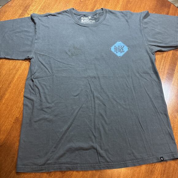 Hurley T-Shirt XL Black Blue Back Graphic Surf Skate Streetwear Tee - Picture 1 of 5